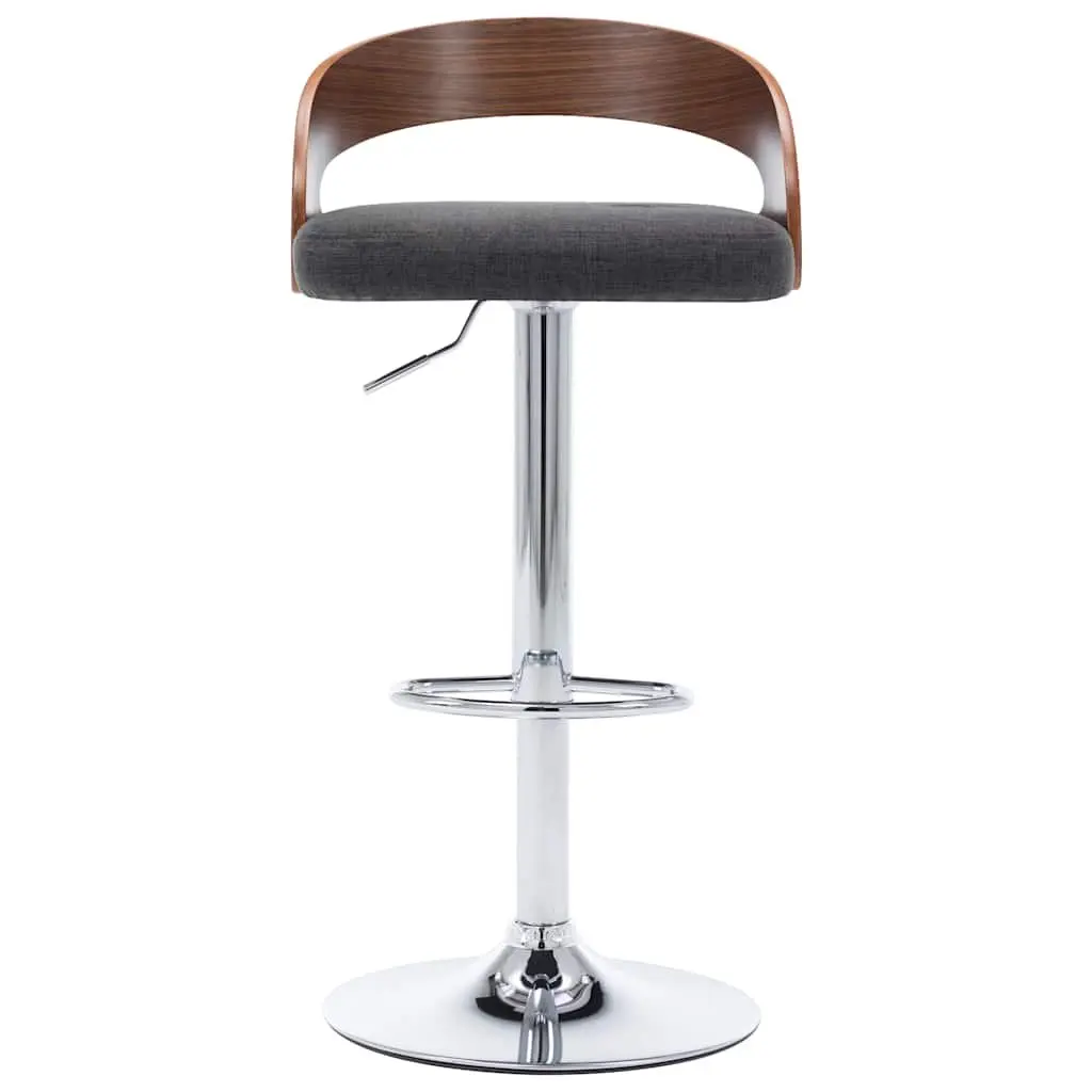 Bar Stools Height Adjustable Grey Upholstered Fabric Seats Bentwood Frame 2 Piece Set