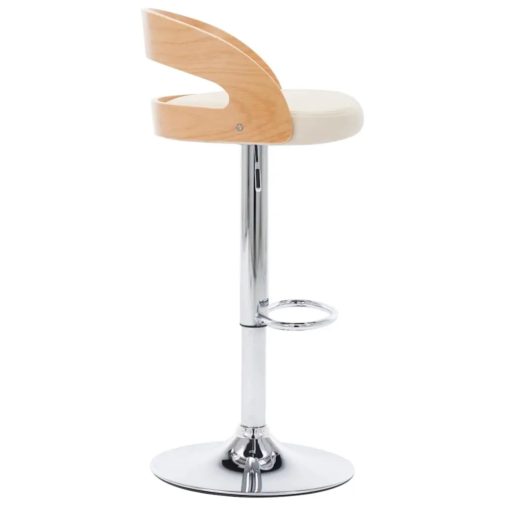 Set of 2 Bar Stools Cream Faux Leather Adjustable Height Bentwood Frame