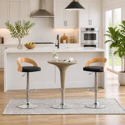 Comfortable Black Faux Leather Bar Stools – Set of 2