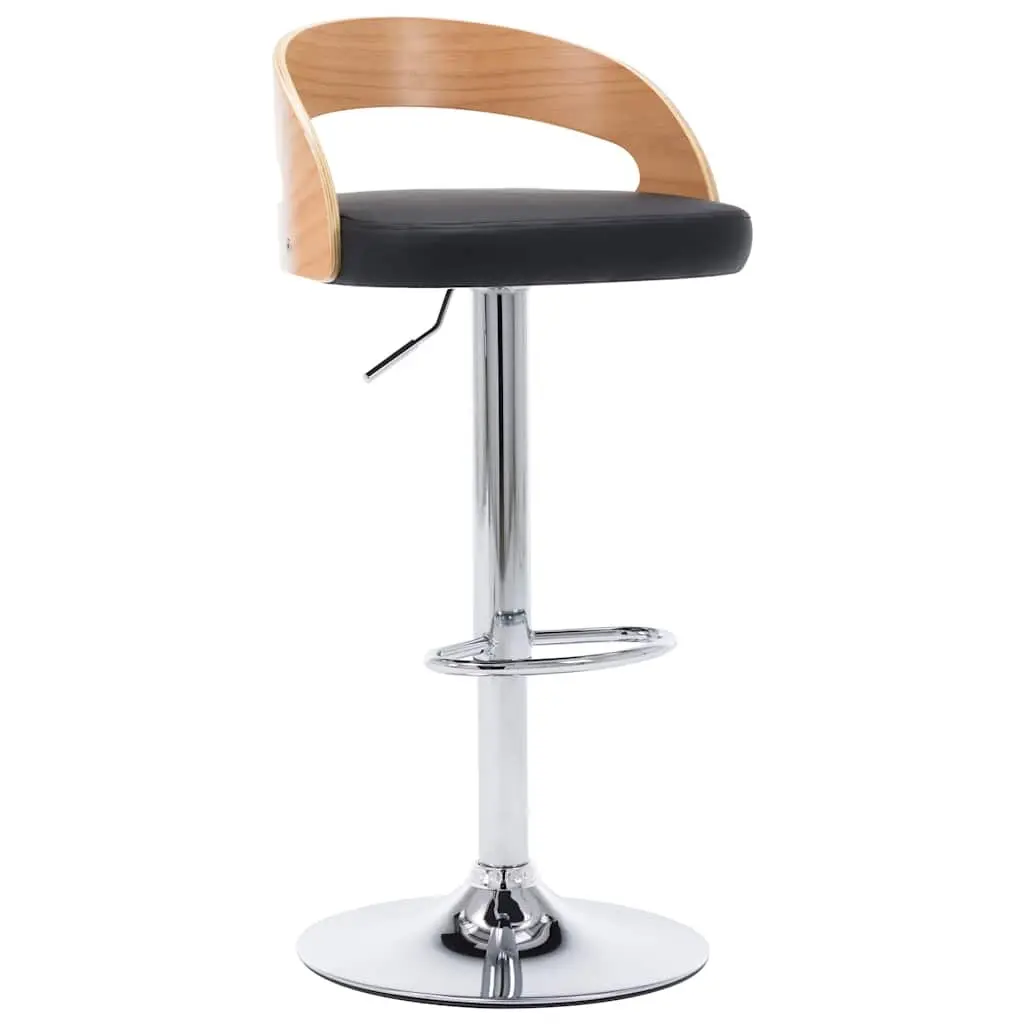 Bar Stools Height Adjustable Black Faux Leather 2 Piece Bentwood Frame