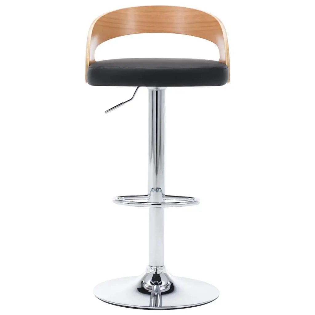 Bar Stools Height Adjustable Black Faux Leather 2 Piece Bentwood Frame
