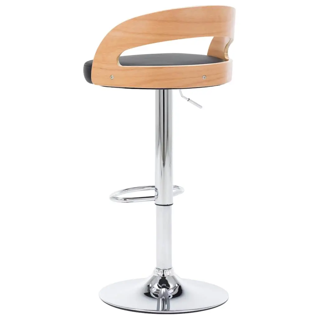 Bar Stools Height Adjustable Black Faux Leather 2 Piece Bentwood Frame