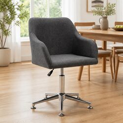 Reliable and Comfortable Grey Fabric Swivel Dining Chair