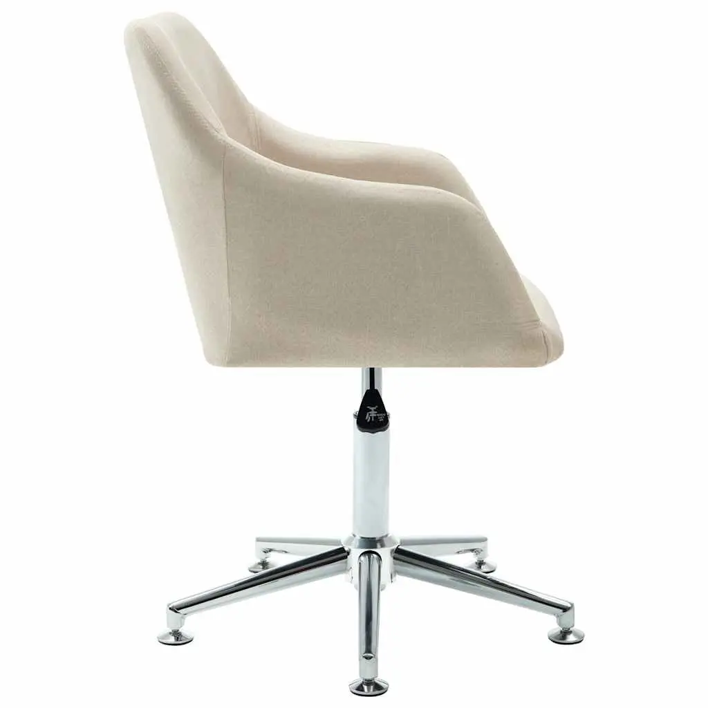 Swivel Dining Chair Ergonomic Height Adjustable Cream Fabric