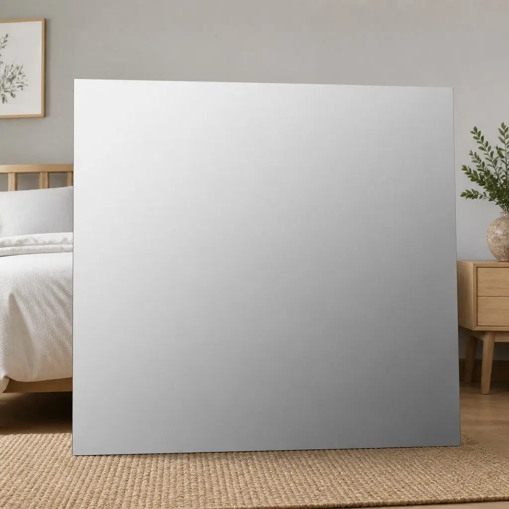 Rectangular Wall Mirror Silver Glass Frameless 80x60 cm Home Decor Bathroom