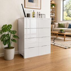 Quality High Gloss White Chest of Drawers for Storage