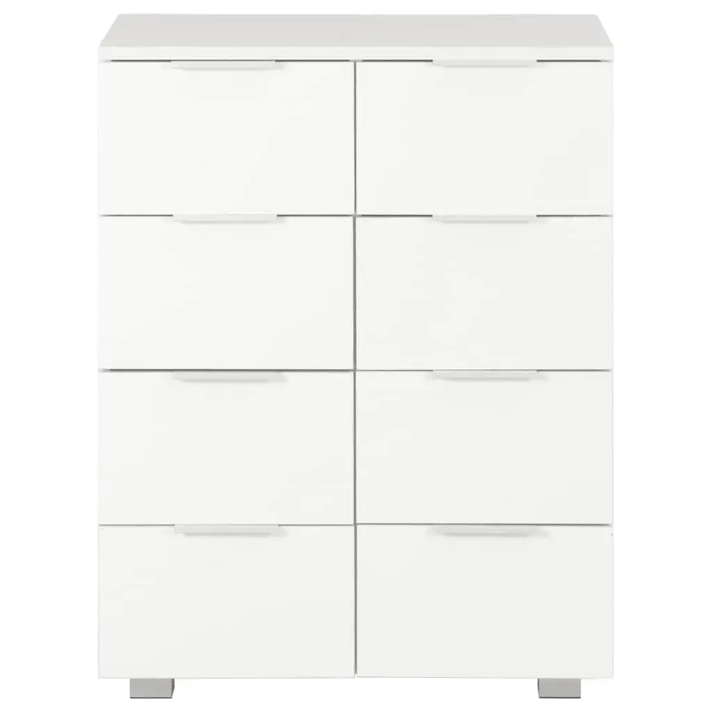 8 Drawer High Gloss White Chest of Drawers Storage Cabinet Bedroom Furniture