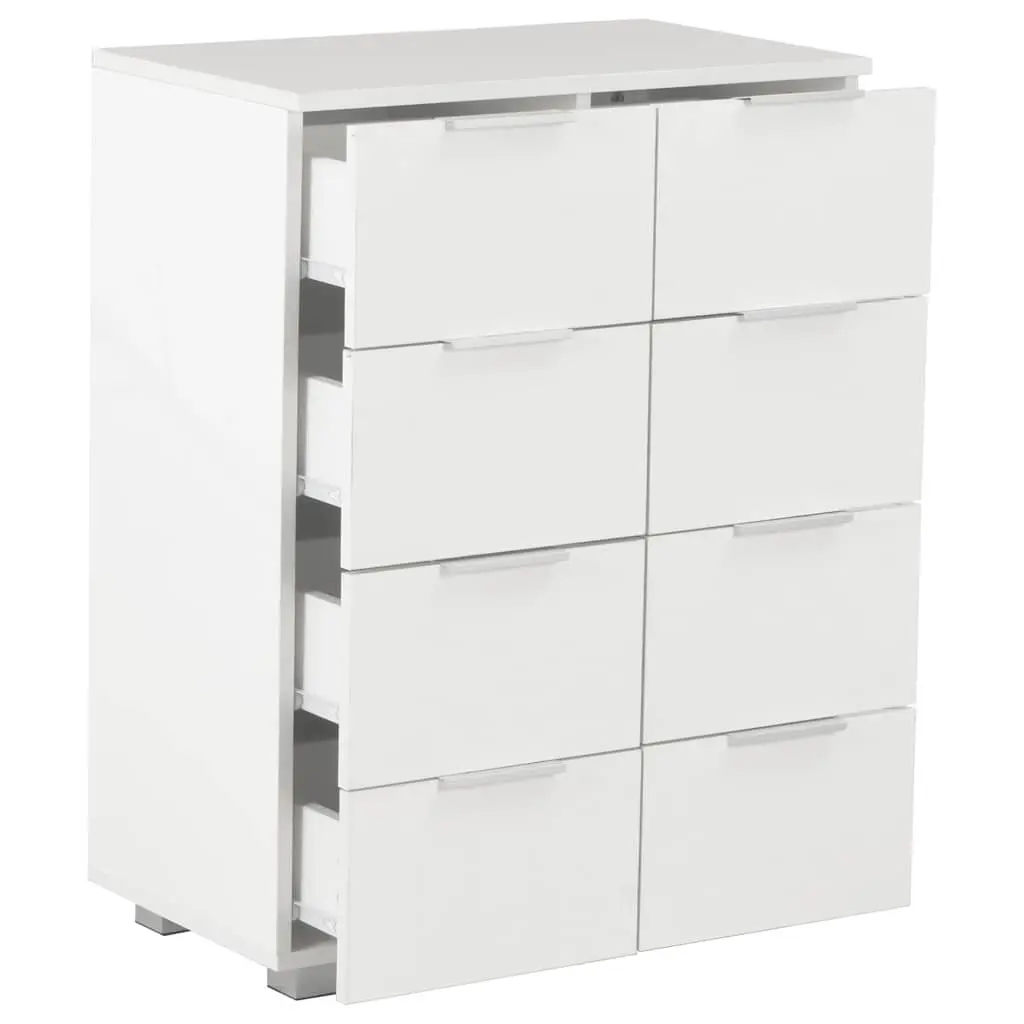 8 Drawer High Gloss White Chest of Drawers Storage Cabinet Bedroom Furniture