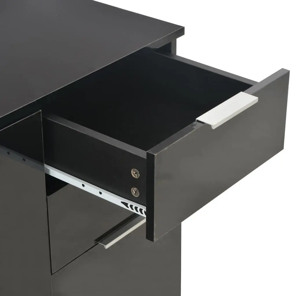 Sideboard High Gloss Black Storage Cabinet 2 Drawers 2 Doors Engineered Wood