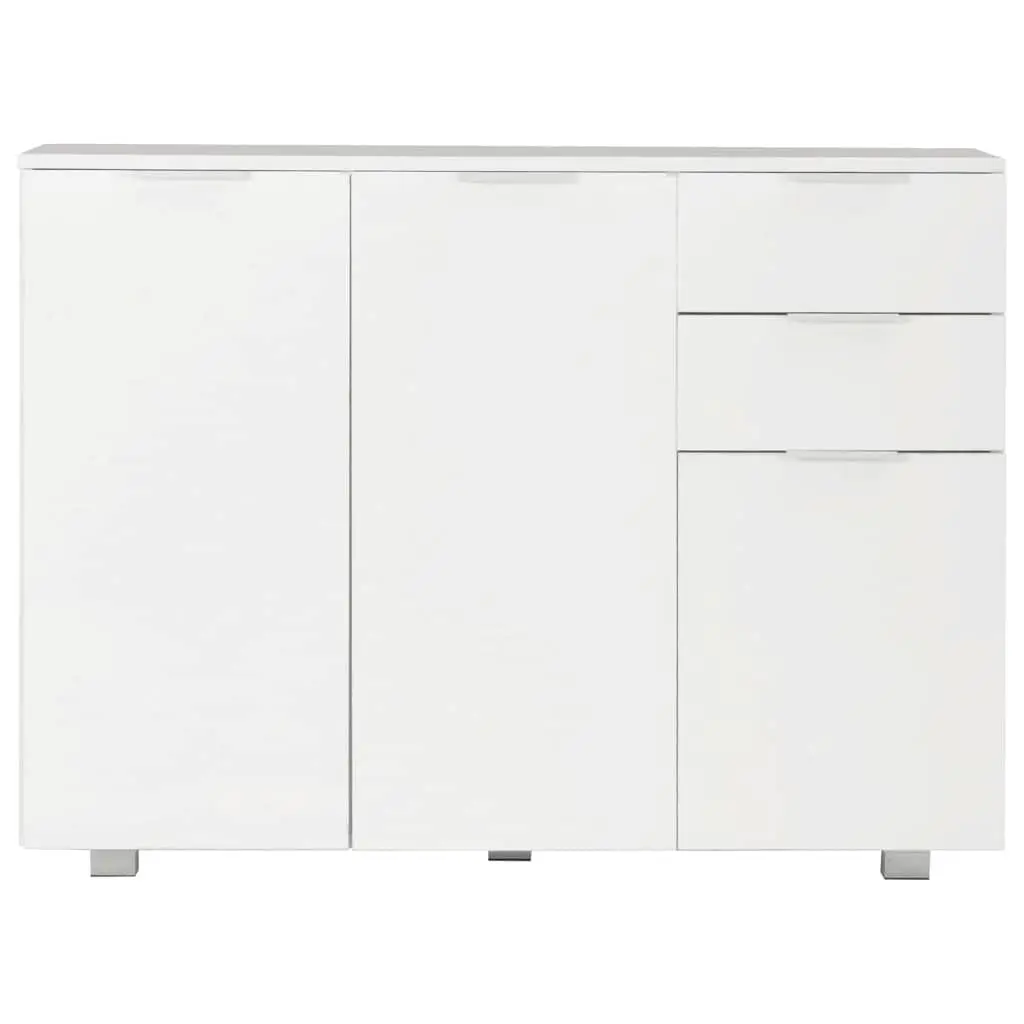 White High Gloss Sideboard Storage Cabinet with Drawers and Doors Living Room