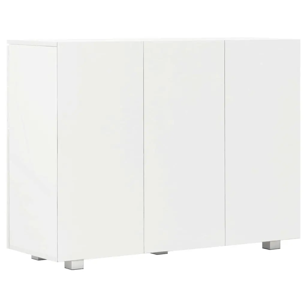 White High Gloss Sideboard Storage Cabinet with Drawers and Doors Living Room