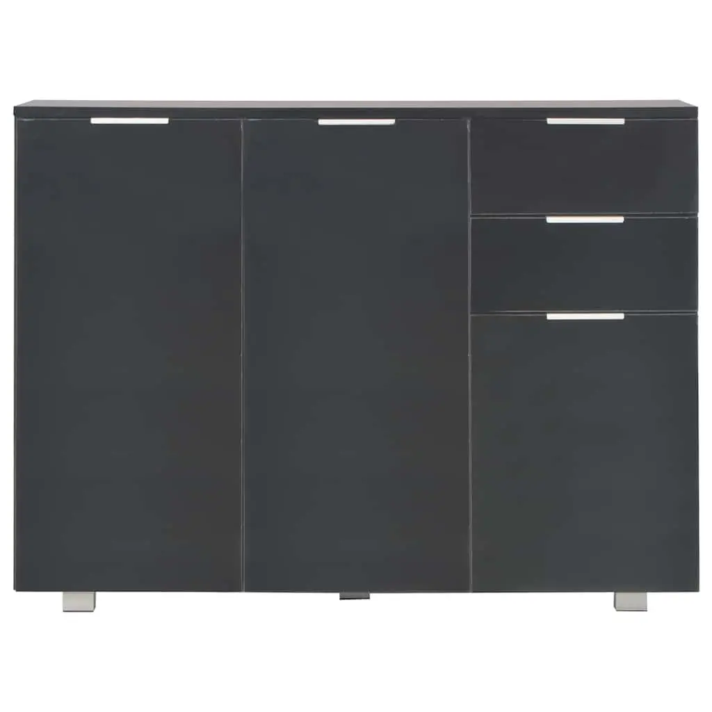 High Gloss Black Sideboard with Ample Storage