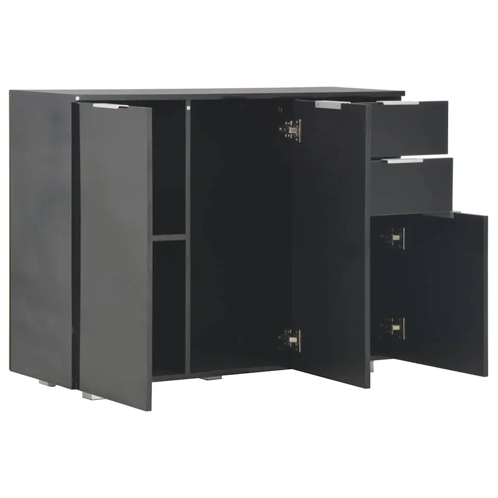 High Gloss Black Sideboard with Ample Storage