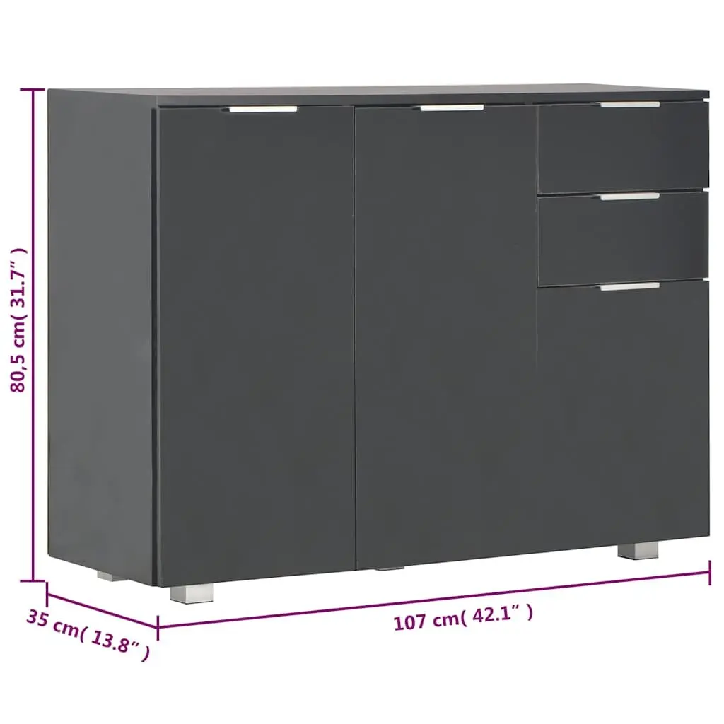 High Gloss Black Sideboard with Ample Storage