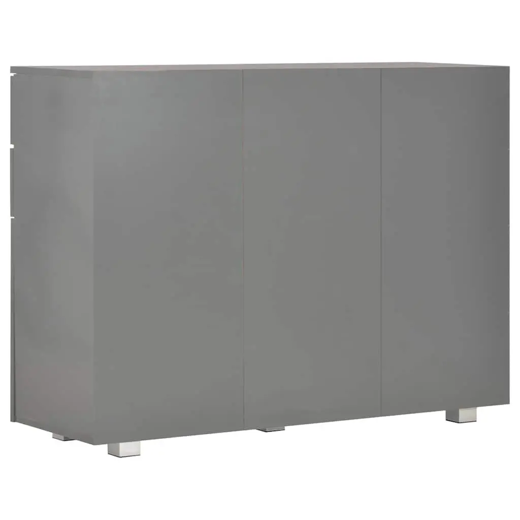 Sideboard Grey High Gloss Storage Cabinet Living Room Buffet 107 x 35 x 80.5 cm