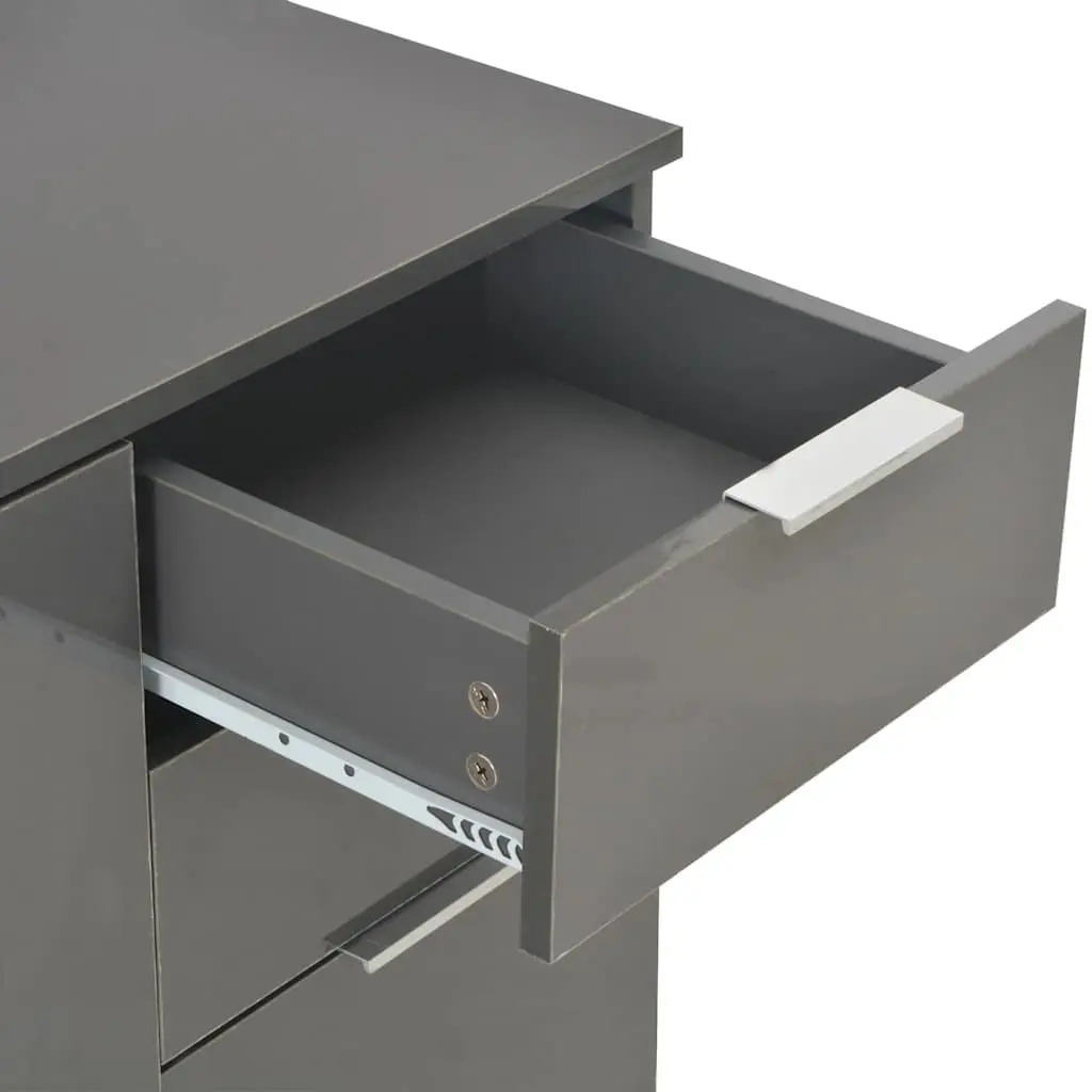 Sideboard Grey High Gloss Storage Cabinet Living Room Buffet 107 x 35 x 80.5 cm
