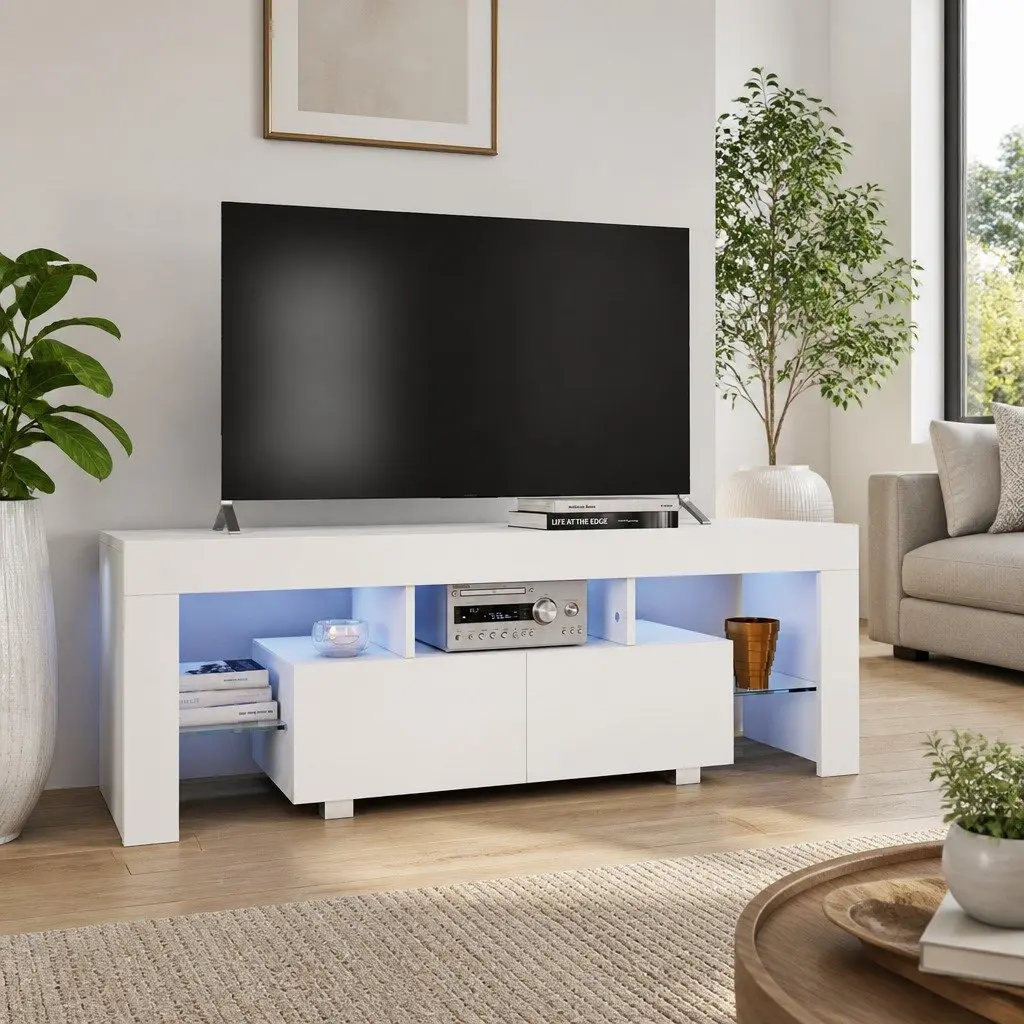 White TV Cabinet with Ample Storage Space