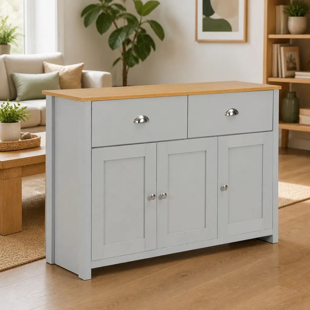 Grey Sideboard with 2 Drawers and 3 Doors