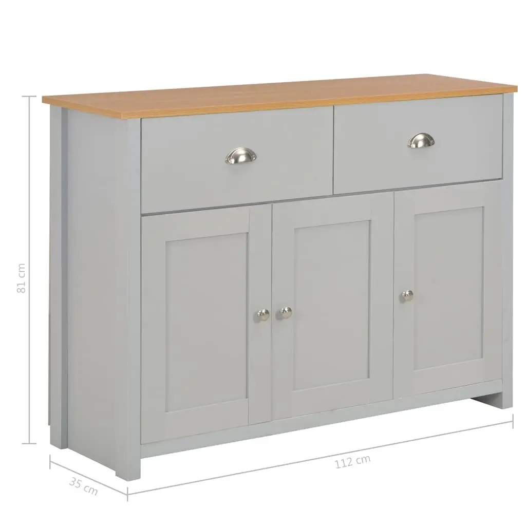 Grey Sideboard with 2 Drawers and 3 Doors