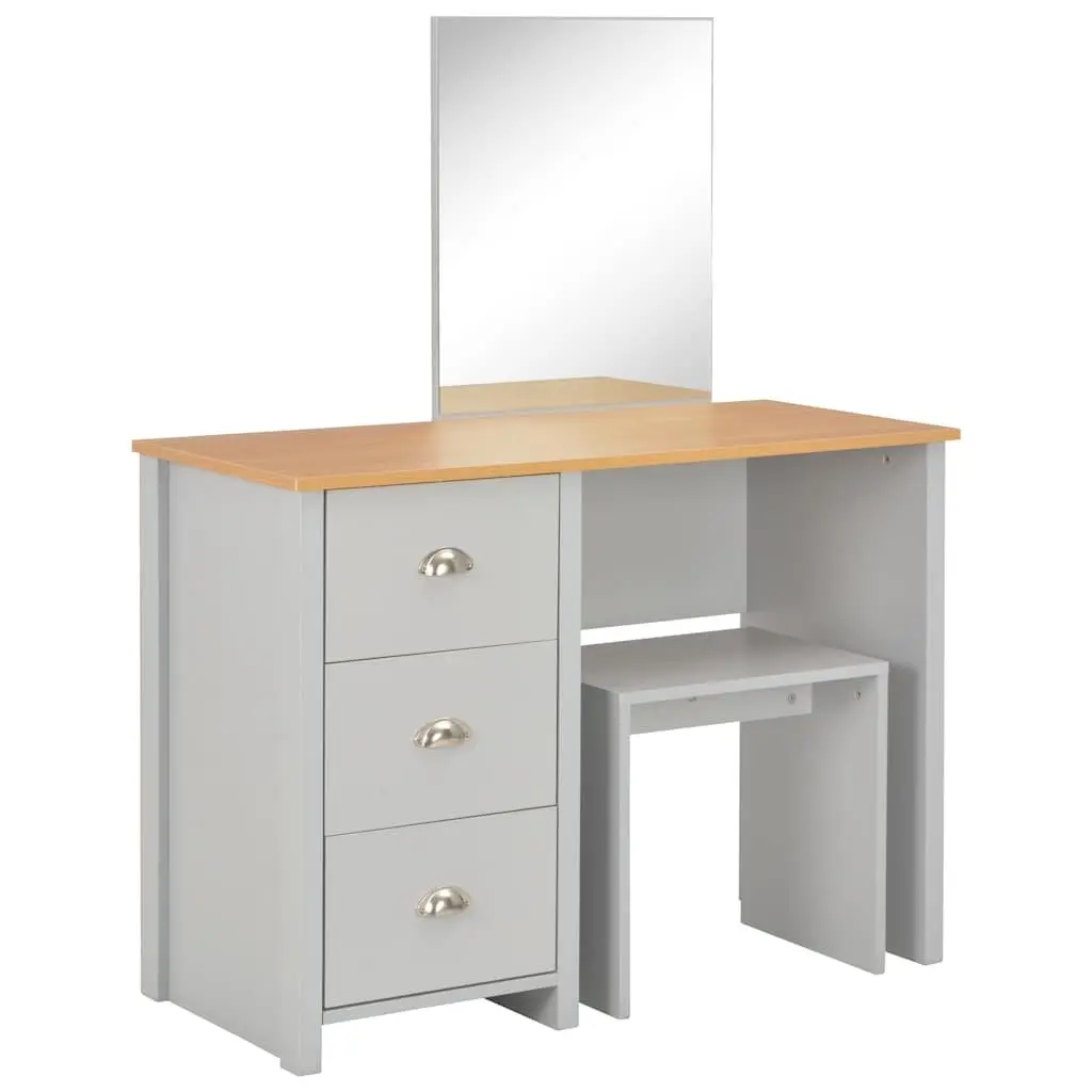 Dressing Table Vanity Makeup Storage with Mirror and Stool Grey 104 x 45 x 131 cm