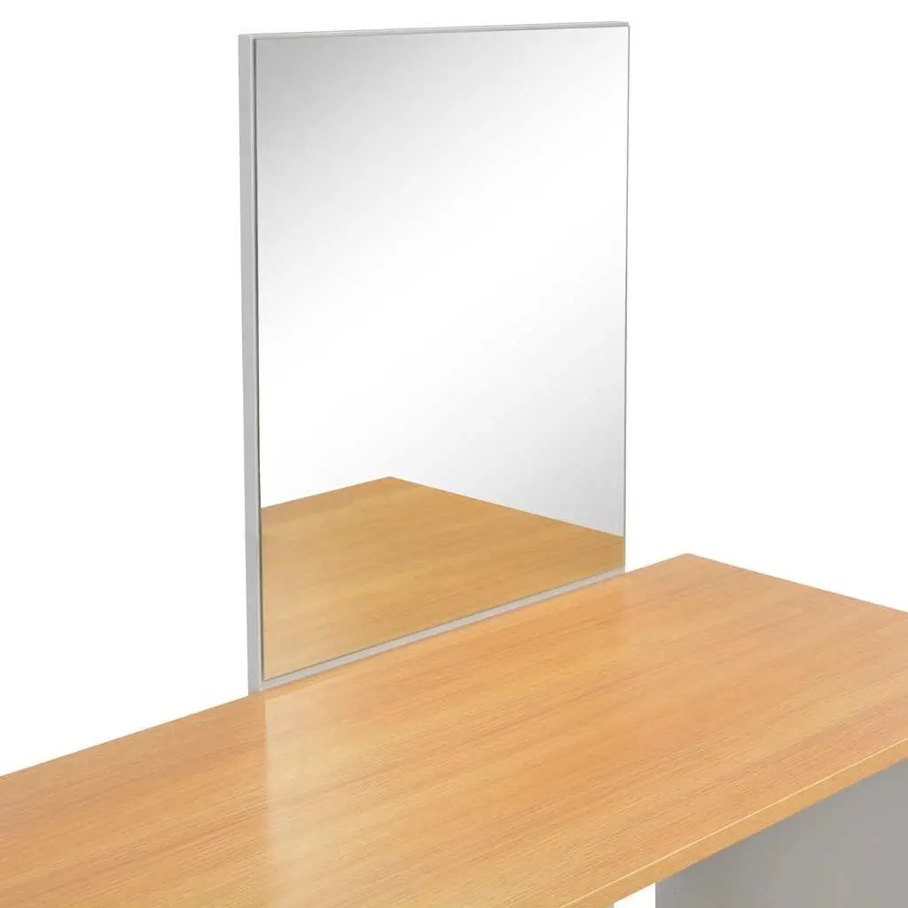 Dressing Table Vanity Makeup Storage with Mirror and Stool Grey 104 x 45 x 131 cm