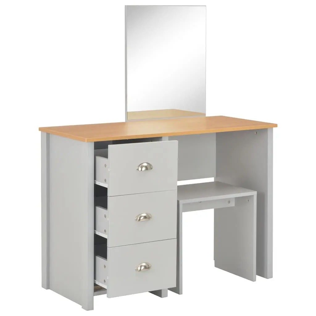 Dressing Table Vanity Makeup Storage with Mirror and Stool Grey 104 x 45 x 131 cm