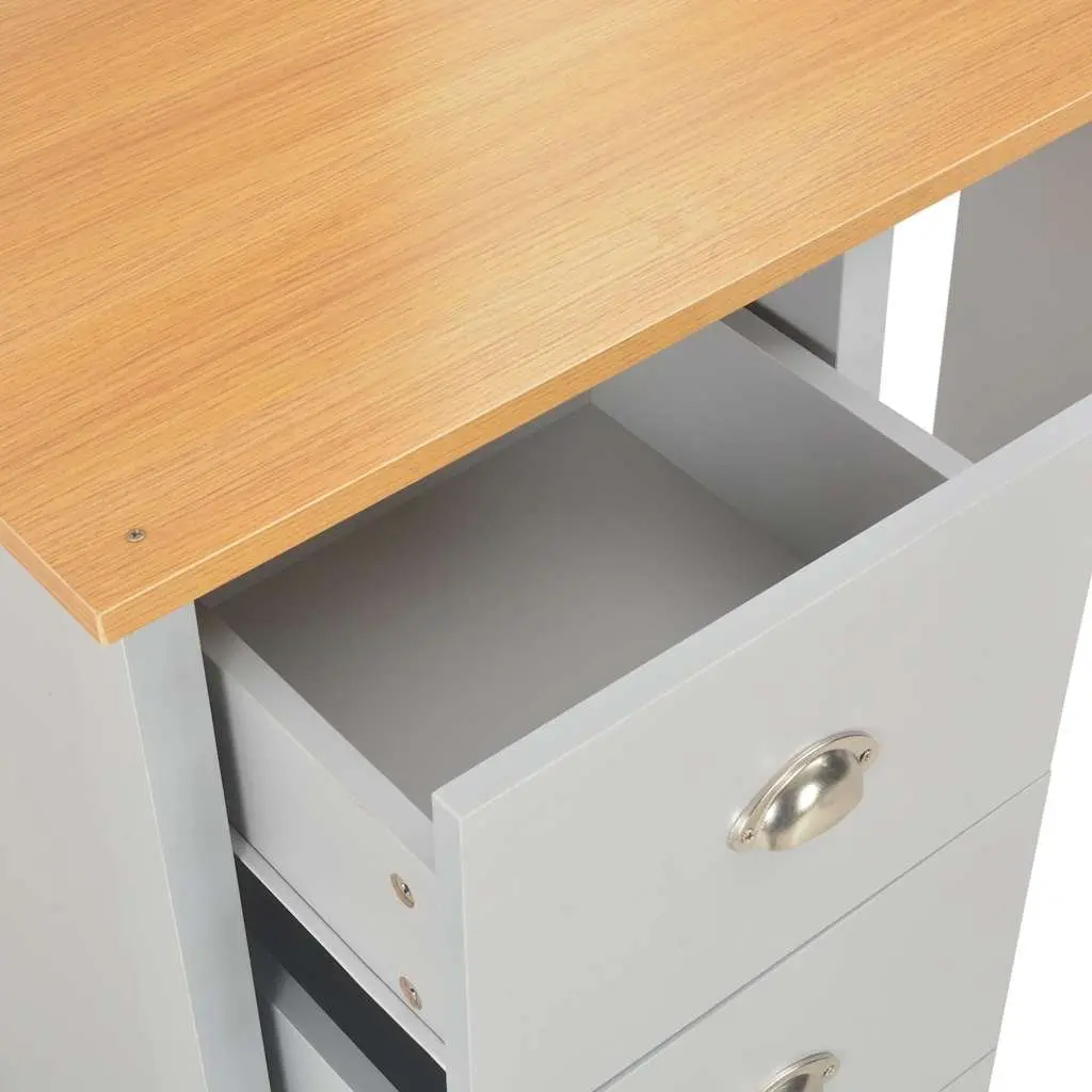 Dressing Table Vanity Makeup Storage with Mirror and Stool Grey 104 x 45 x 131 cm