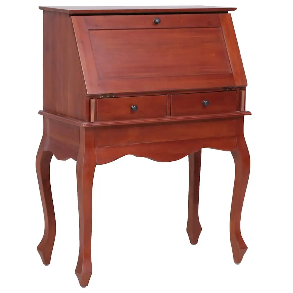 Secretary Desk Brown Wooden Writing Desk Flip Top Compartments Storage Drawers