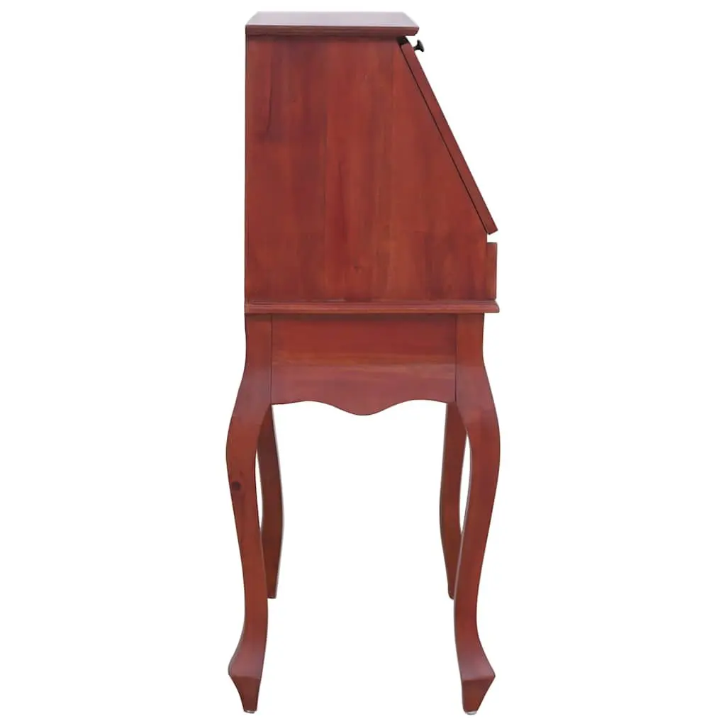 Secretary Desk Brown Wooden Writing Desk Flip Top Compartments Storage Drawers