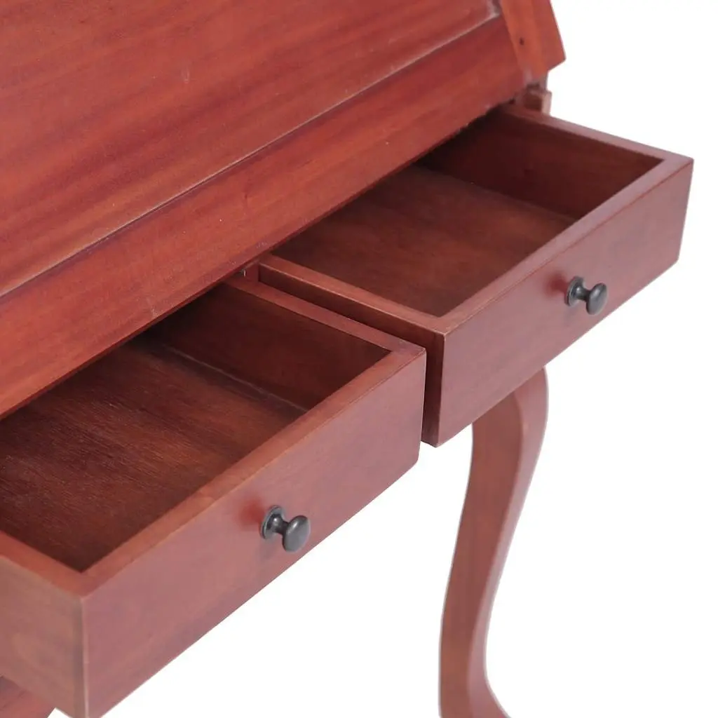 Secretary Desk Brown Wooden Writing Desk Flip Top Compartments Storage Drawers