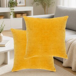 Soft and Cozy Yellow Throw Pillows Set of 2, 45x45 cm