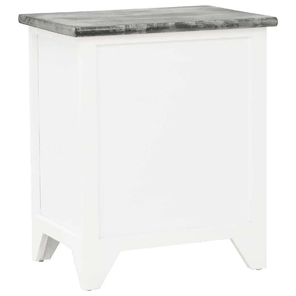 Bedside Table Nightstand Storage Cabinet 2 Drawer Grey White 38x28x45 cm