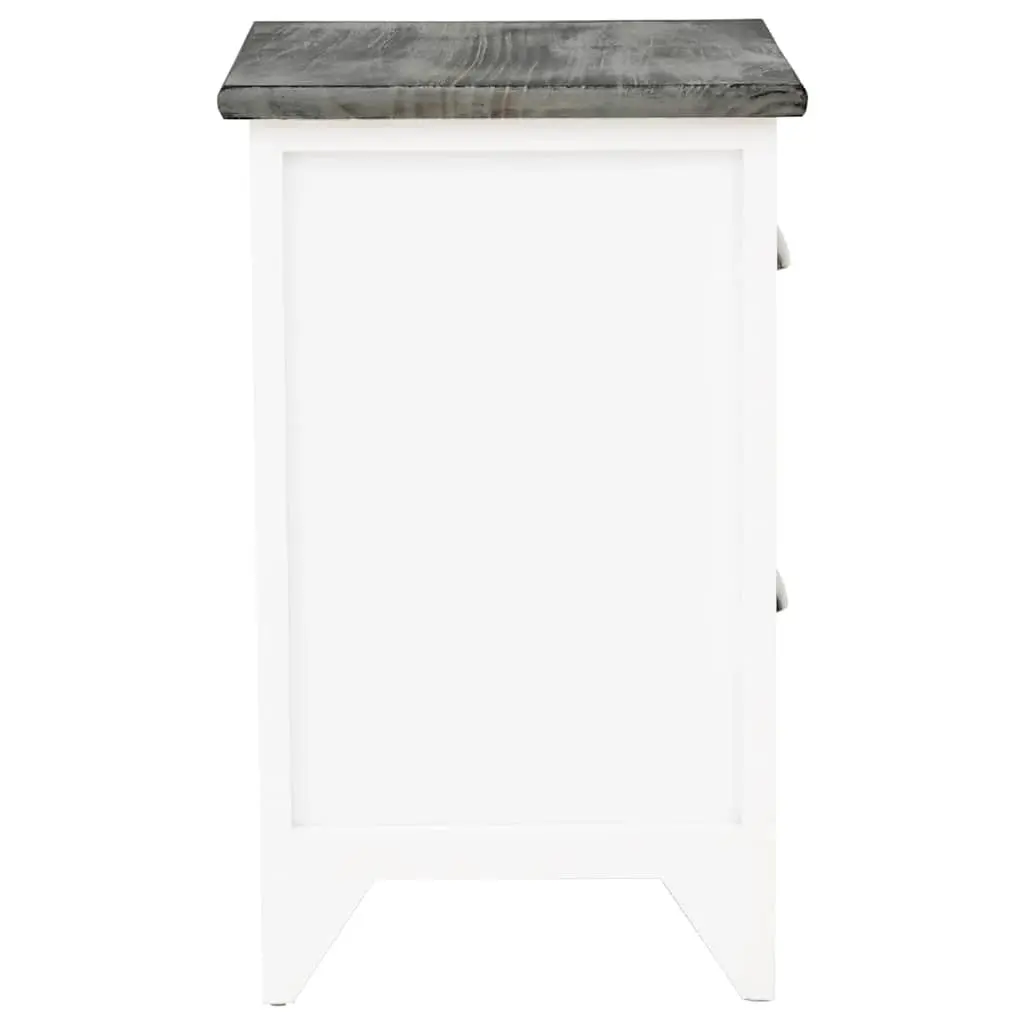 Bedside Table Nightstand Storage Cabinet 2 Drawer Grey White 38x28x45 cm