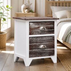 Reliable Brown and White Nightstand with Drawers