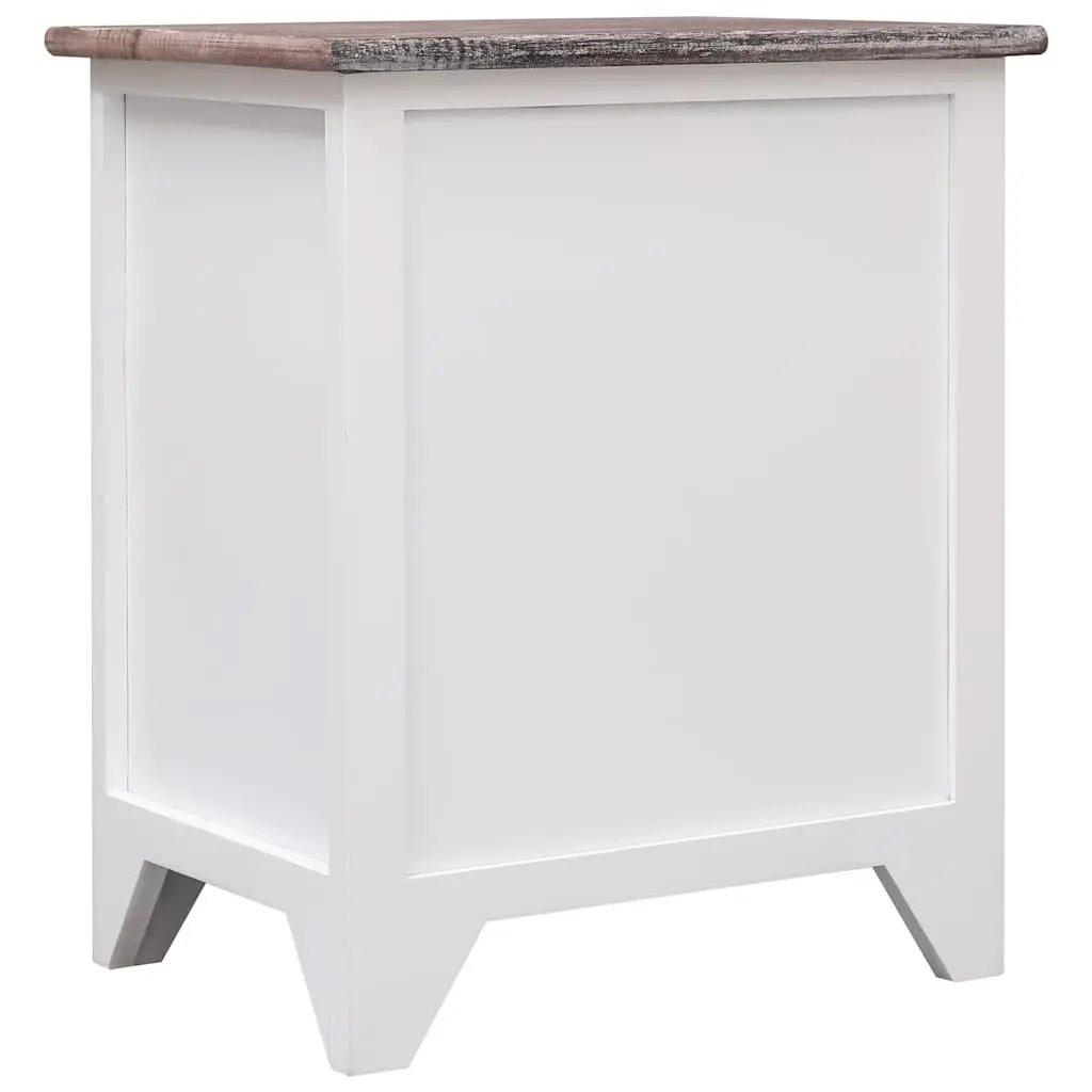 Bedside Table Nightstand Storage Cabinet 2 Drawer Brown White 38x28x45 cm