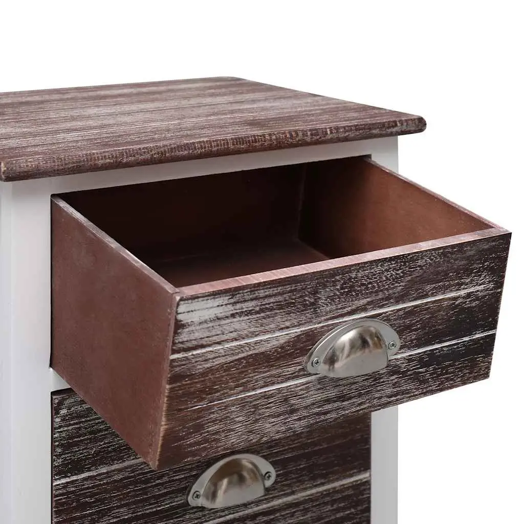 Bedside Table Nightstand Storage Cabinet 2 Drawer Brown White 38x28x45 cm