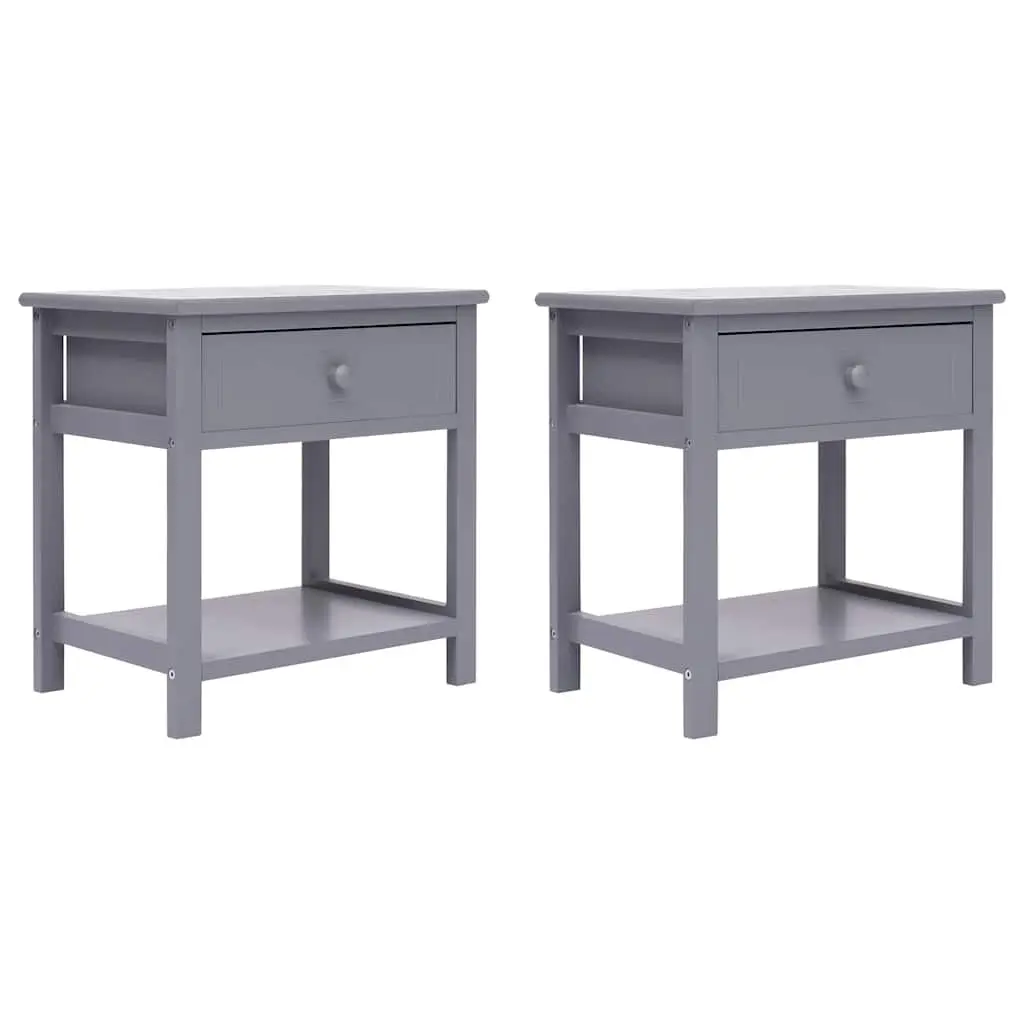 Bedside Tables 2 pcs Grey 40x29x42 cm Wooden Nightstands Storage Cabinet Drawer