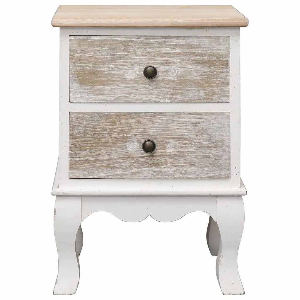 Bedside Cabinets White Wooden Nightstands 35x30x50 cm 2 Drawer Storage