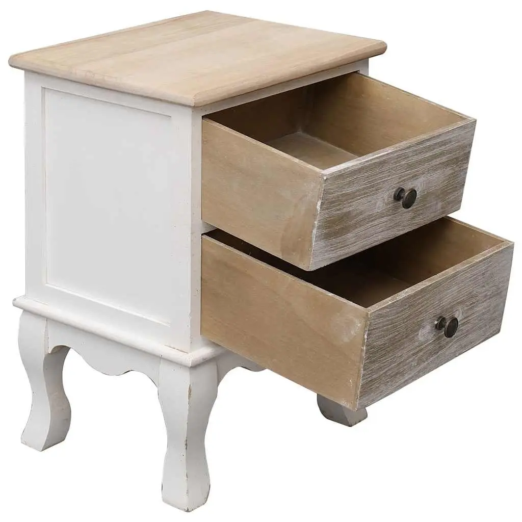 Bedside Cabinets White Wooden Nightstands 35x30x50 cm 2 Drawer Storage