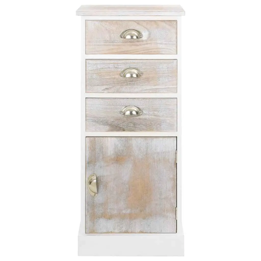 Wooden Side Cabinet Storage Furniture 3 Drawer 1 Door 38 x 28 x 86 cm White