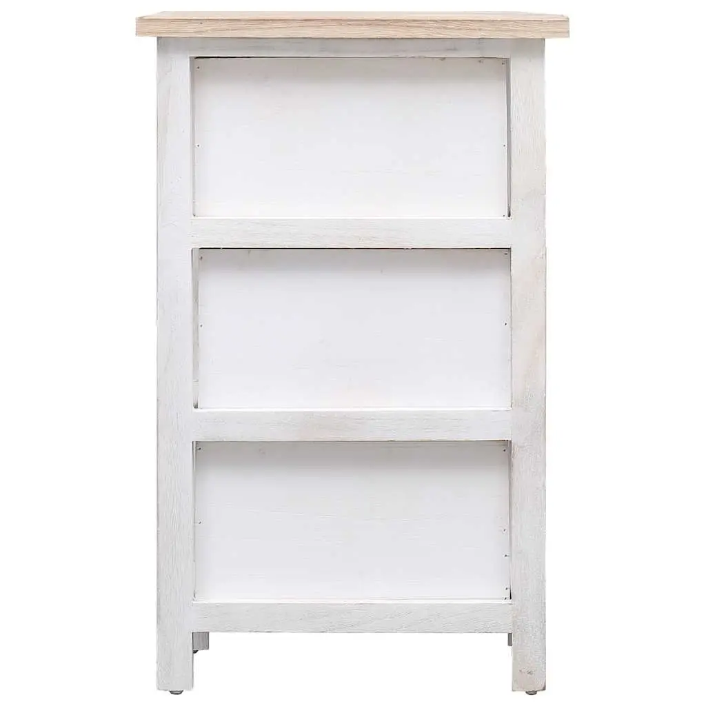 Side Cabinet Storage 35x25x57cm White Paulownia Wood 3 Drawers