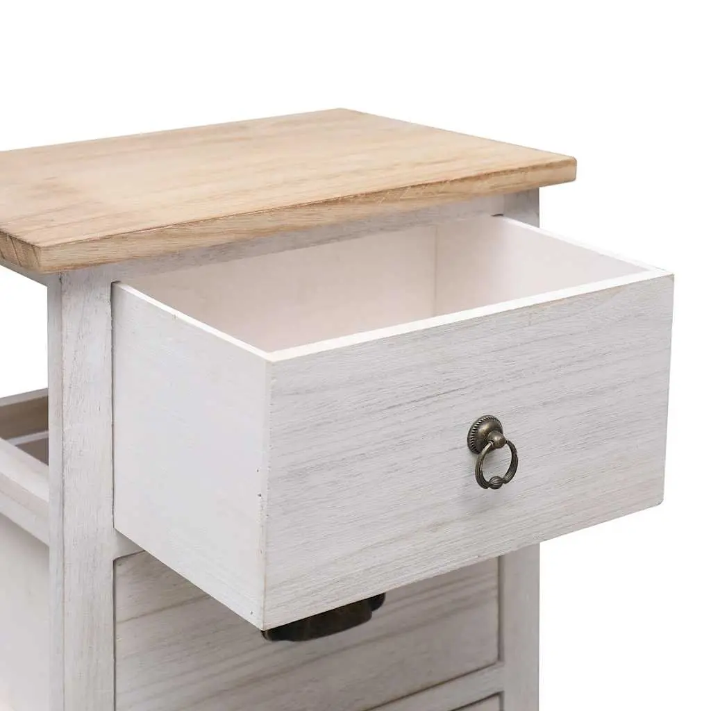 Side Cabinet Storage 35x25x57cm White Paulownia Wood 3 Drawers