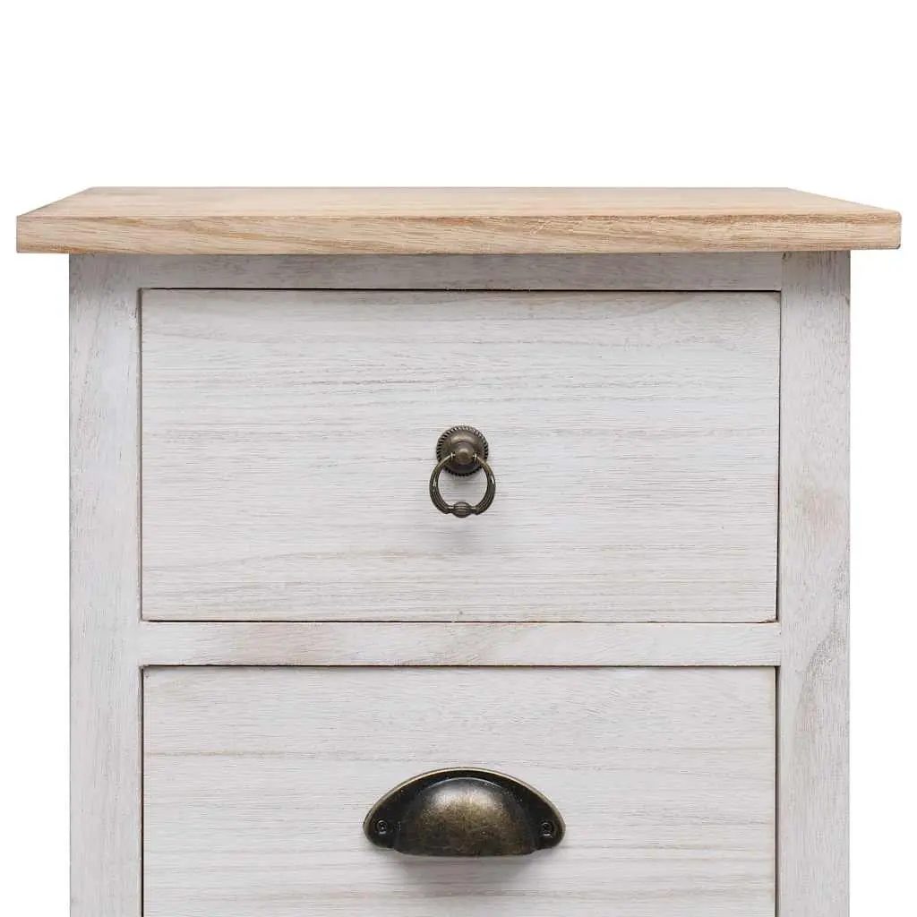 Side Cabinet Storage 35x25x57cm White Paulownia Wood 3 Drawers