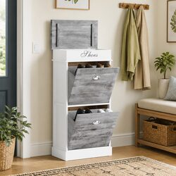 Reliable Grey Wooden Shoe Cabinet for Daily Use