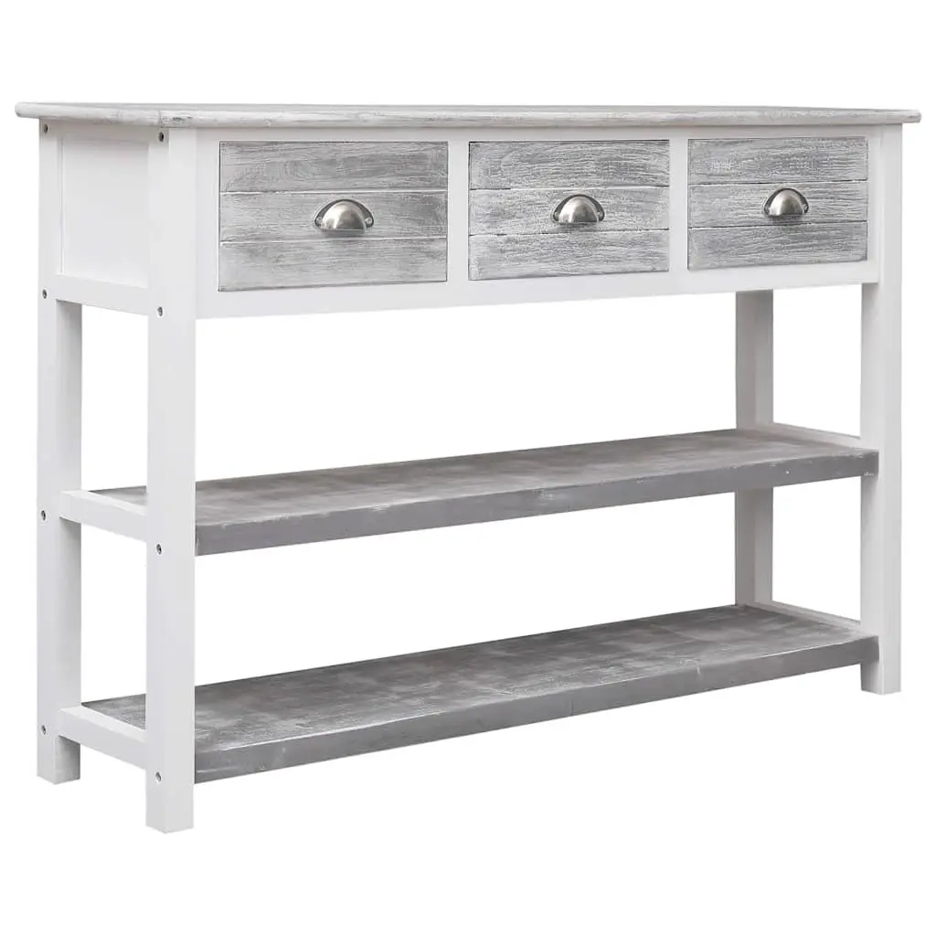 Wooden Sideboard Storage Cabinet 3 Drawers 2 Shelves Console Table Grey
