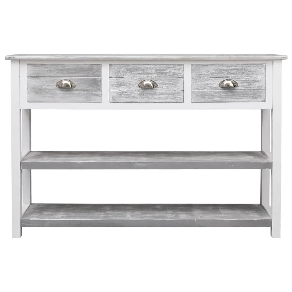 Wooden Sideboard Storage Cabinet 3 Drawers 2 Shelves Console Table Grey