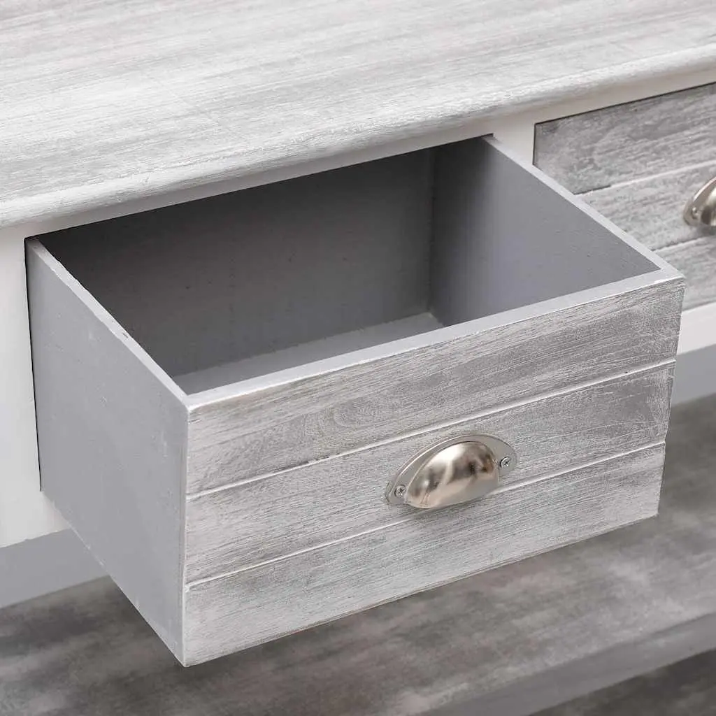 Wooden Sideboard Storage Cabinet 3 Drawers 2 Shelves Console Table Grey