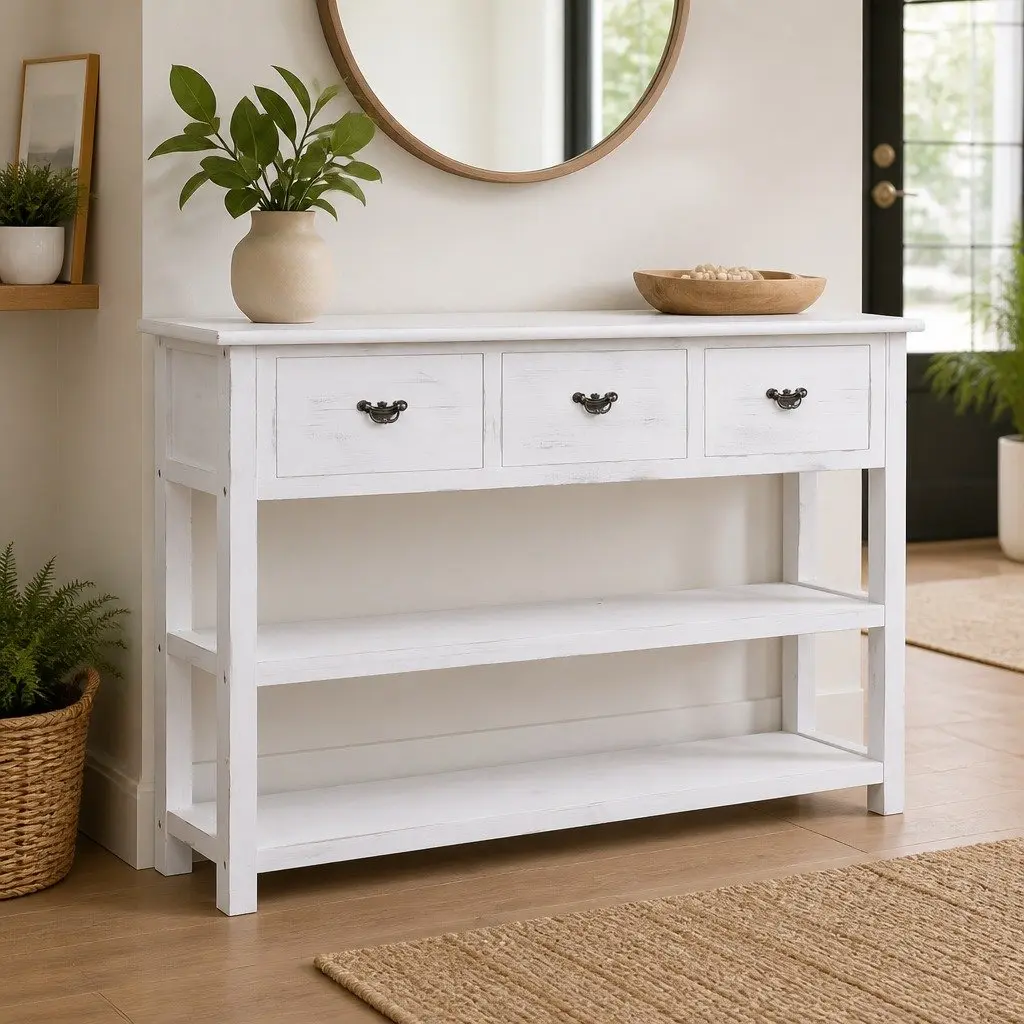 White Sideboard with Ample Storage Space