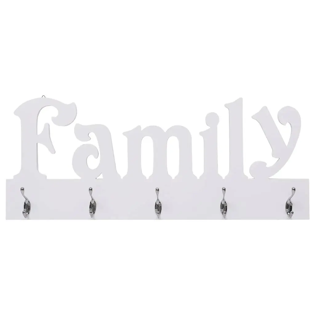 Wall Mounted Coat Rack Family Design 74x29.5cm White Hanging Organizer