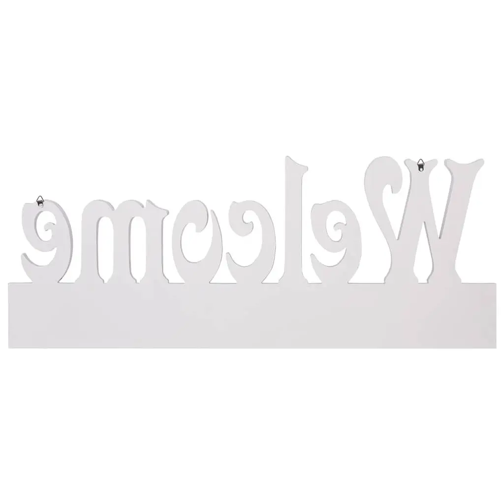 Wall Mounted Coat Rack Welcome Lettering 5 Hooks 74x29.5cm White